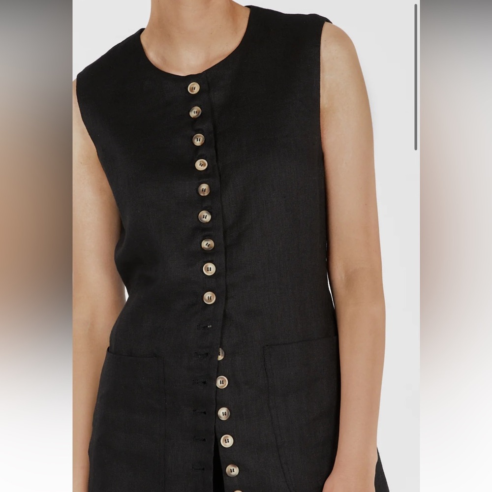 DISSH Tilly Black Linen Longline Vest